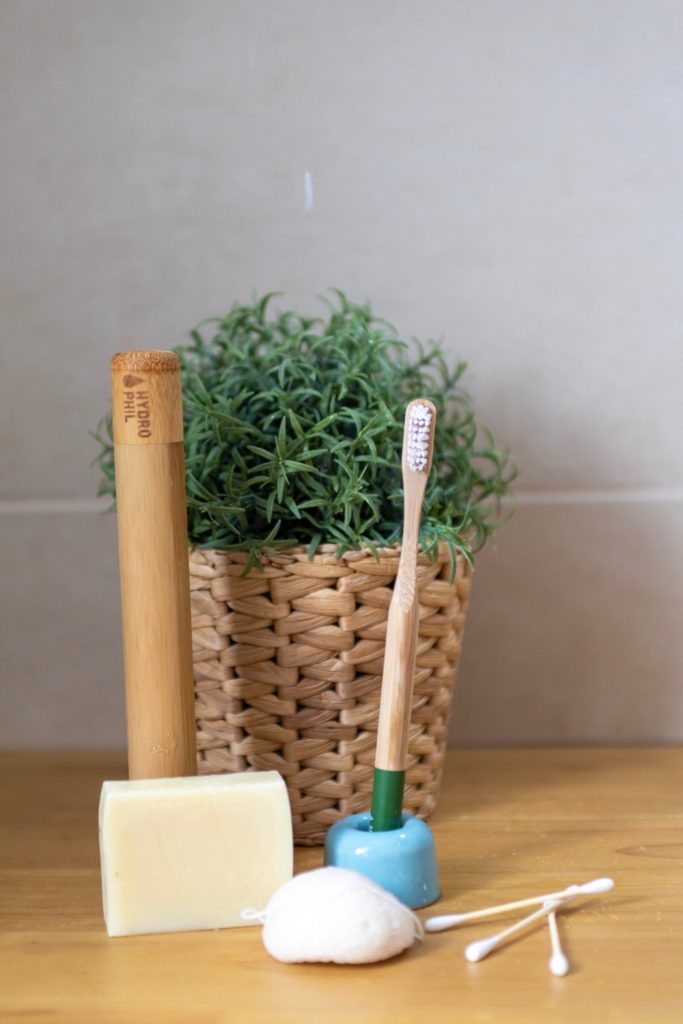 HYDROPHIL sustainable bathroom products: vegan bamboo toothbrush+ case